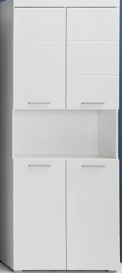 Trend Team AMANDA - Meuble de salle de bain mélaminé - Meuble Colonne. Blanc brillant. L-H-P : 73 - 190 - 31 cm