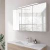 Bernstein Amoire de toilette suspendue 120x19x72,5cm (LxPxH), 3 portes mirroir, éclairage LED + prise électrique, Charnières mobiles, NEO* Armoire De Toilette