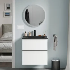 Bernstein Amoire de toilette suspendue 40x19x72,5cm (LxPxH), 1 porte mirroir, éclairage LED + prise électrique, Charnières mobiles, NEO* Armoire De Toilette