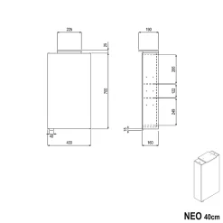 Bernstein Amoire de toilette suspendue 40x19x72,5cm (LxPxH), 1 porte mirroir, éclairage LED + prise électrique, Charnières mobiles, NEO* Armoire De Toilette