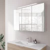 Bernstein Amoire de toilette suspendue 100x19x72,5cm (LxPxH), 3 portes mirroir, éclairage LED + prise électrique, Charnières mobiles, NEO