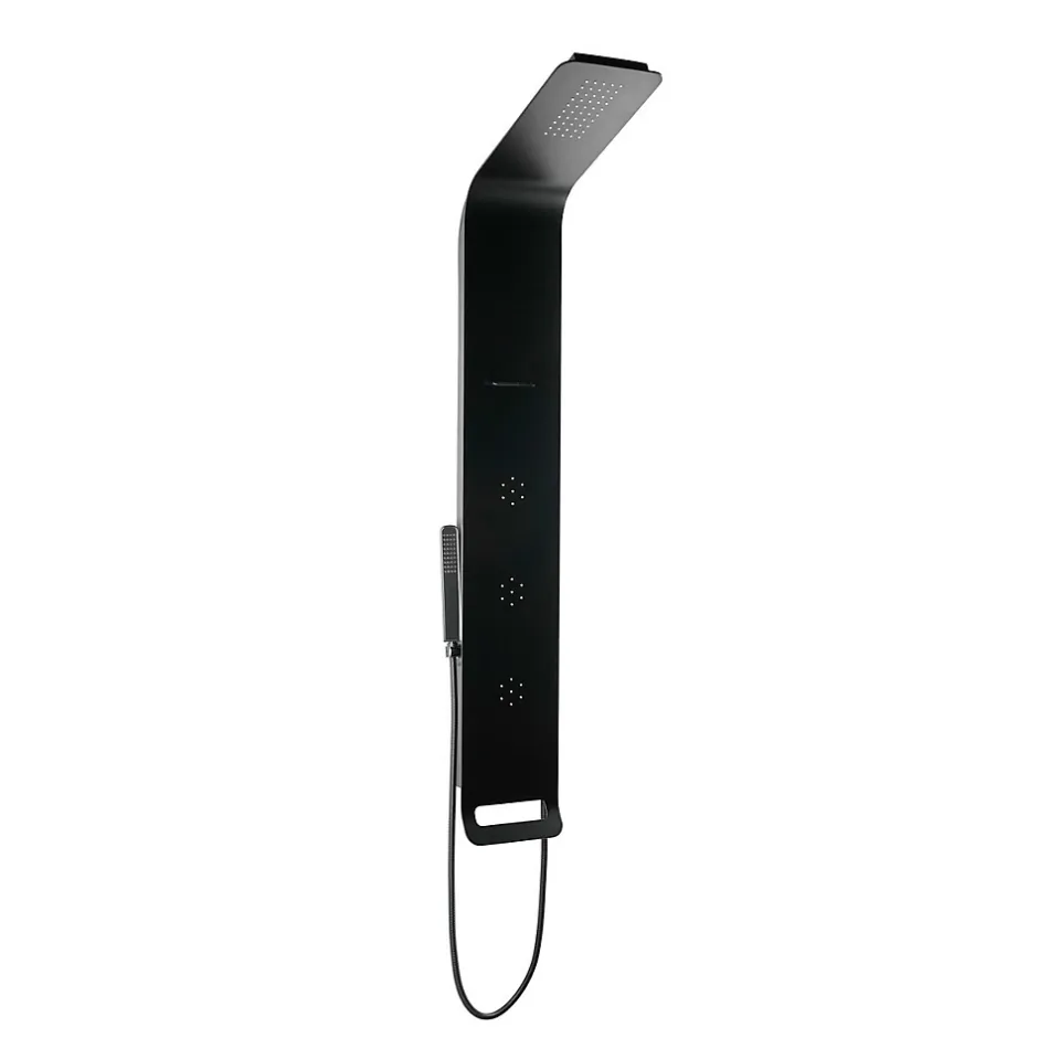 Anima Colonne de douche murale en aluminium avec mitigeur 4 fonctions, cascade et jets massants, noir (ALUSHOWERC)* Colonne De Douche Hydromassante