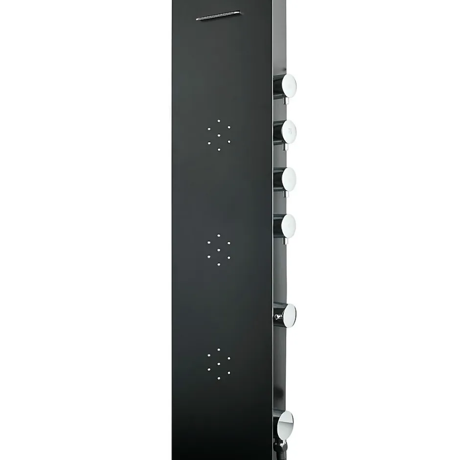 Anima Colonne de douche murale en aluminium avec mitigeur 4 fonctions, cascade et jets massants, noir (ALUSHOWERC)* Colonne De Douche Hydromassante