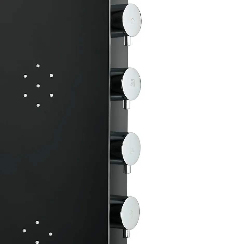 Anima Colonne de douche murale en aluminium avec mitigeur 4 fonctions, cascade et jets massants, noir (ALUSHOWERC)* Colonne De Douche Hydromassante