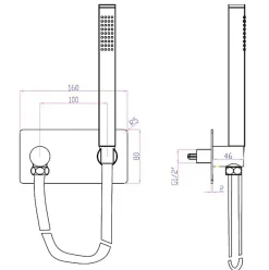 Bernstein Applique murale avec support de douche CZT050B - y compris douchette à main et flexible