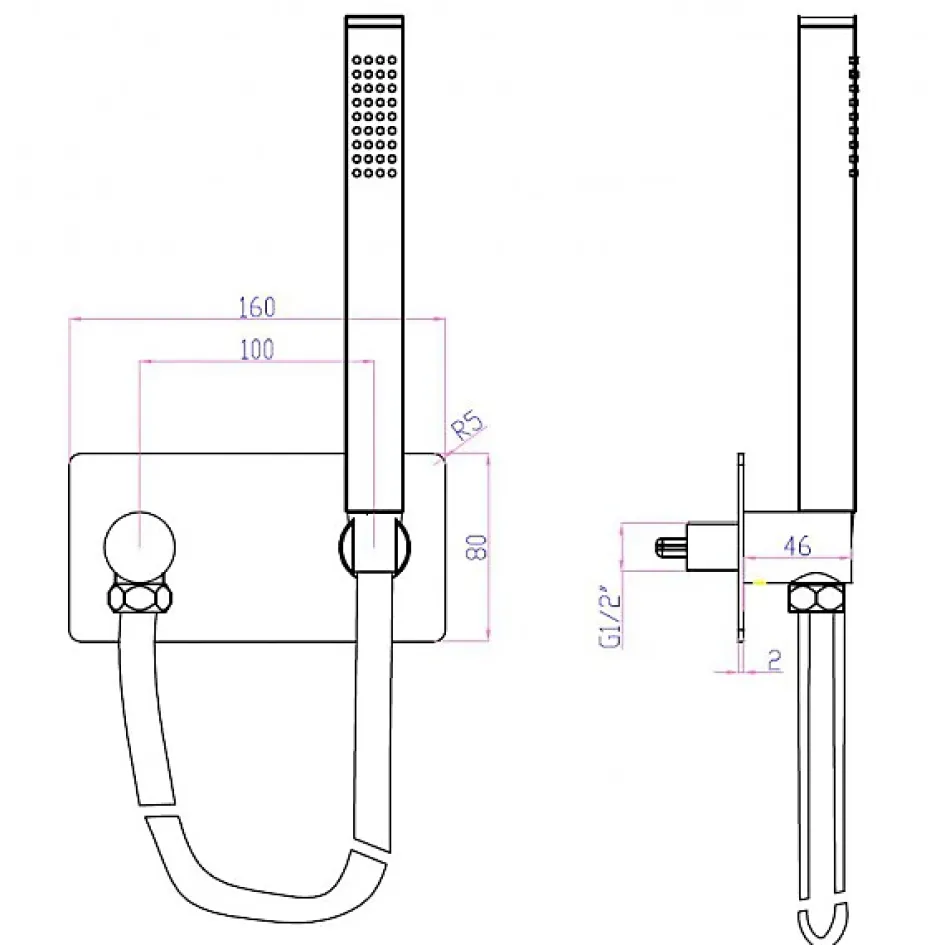 Bernstein Applique murale avec support de douche CZT050B - y compris douchette à main et flexible