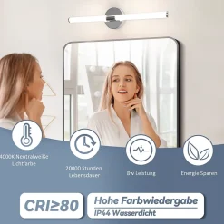 Nettlife Applique murale de salle de bain LED - 8W 60CM 4000K IP44* Miroir Lumineux