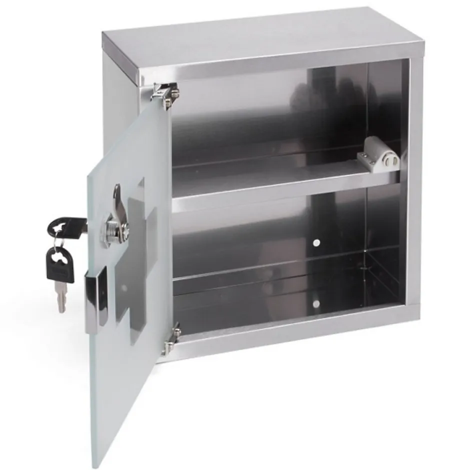 MSV Armoire à pharmacie à clé Acier Inox verre