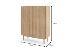 3xE Living Armoire : 2 Portes, 3 Étagères, Chêne Riviera, 97 X 122 X 37 Cm* Armoire De Salle De Bains