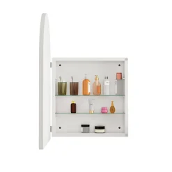 ProximaX Armoire à miroir cintrée blanche avec cadre métal, armoire murale à étagères réglables, rangement salle de bain, salon ou chambre* Armoire De Toilette