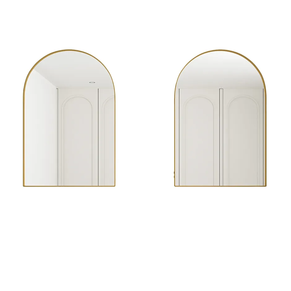 ProximaX Armoire à miroir cintrée dorée avec cadre métal, armoire murale à étagères réglables, rangement salle de bain, salon ou chambre* Armoire De Toilette