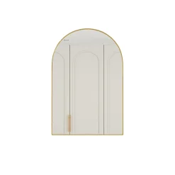 ProximaX Armoire à miroir cintrée dorée avec cadre métal, armoire murale à étagères réglables, rangement salle de bain, salon ou chambre* Armoire De Toilette