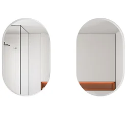 ProximaX Armoire à miroir ovale blanche avec cadre métal, armoire murale à étagères réglables, rangement salle de bain, salon ou chambre* Armoire De Toilette