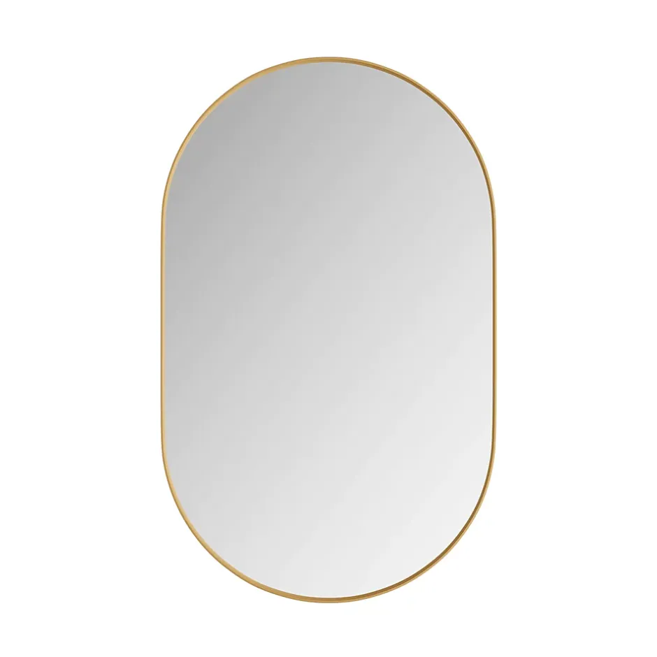 ProximaX Armoire à miroir ovale dorée avec cadre métal, armoire murale à étagères réglables, rangement salle de bain, salon ou chambre* Armoire De Toilette