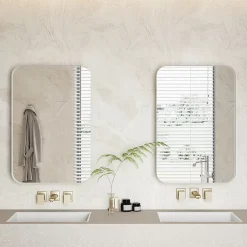 ProximaX Armoire à miroir rectangulaire avec cadre métal, armoire murale à étagères réglables, pour salle de bain ou chambre, blanc* Armoire De Toilette
