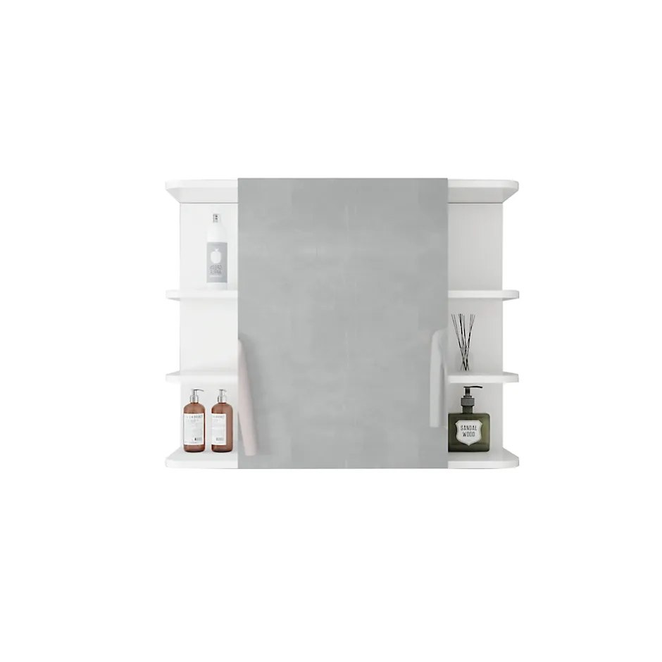 Ml-Design Armoire à miroir salle de bain meuble cabinet toilette murale blanc 80x64x21 cm