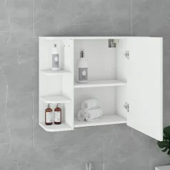 Ml-Design Armoire à miroir salle de bain meuble cabinet toilette murale blanc 80x64x21 cm