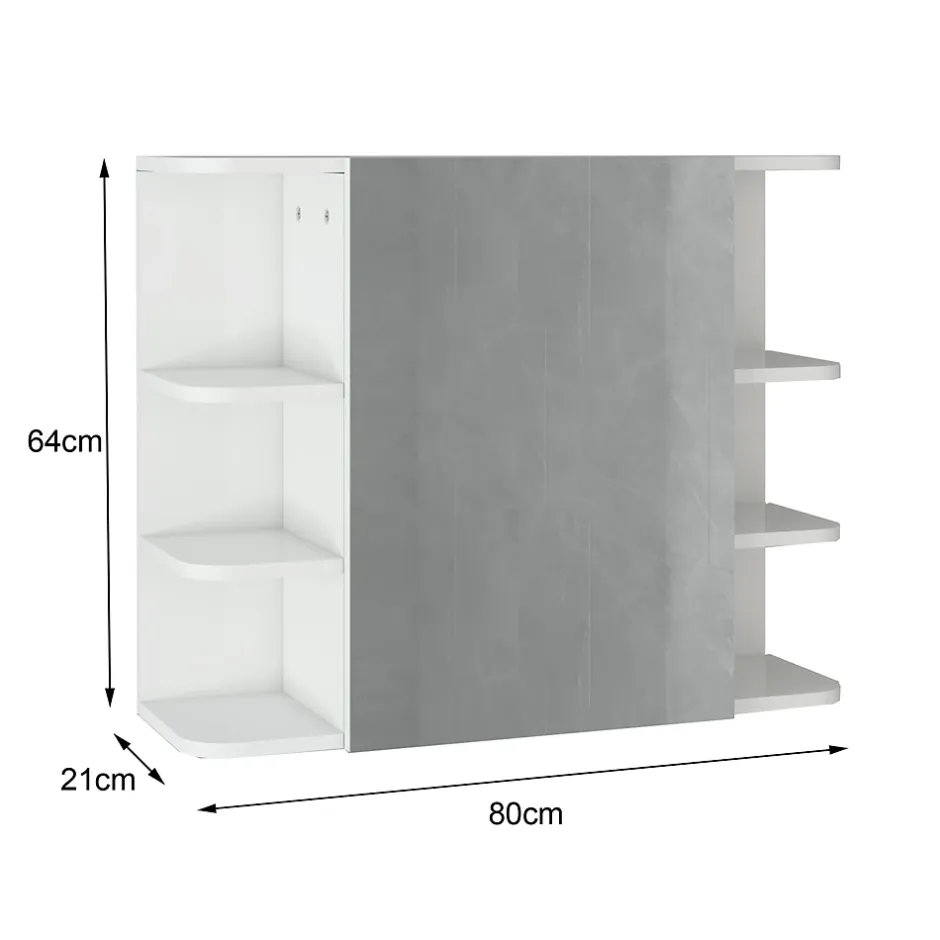 Ml-Design Armoire à miroir salle de bain meuble cabinet toilette murale blanc 80x64x21 cm