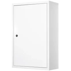 kleankin Armoire à pharmacie 2 étagères 3 niveaux verrouillable dim. 40L x 18l x 60H cm 2 clés métal blanc