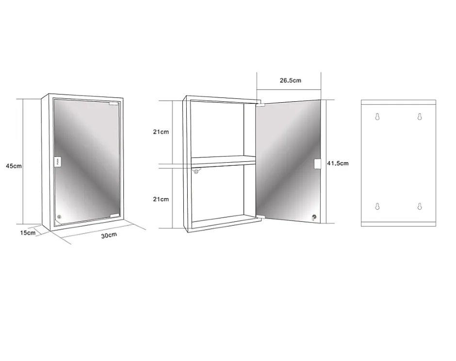Armoire à pharmacie L. 30 x H.45 x P.15 gris