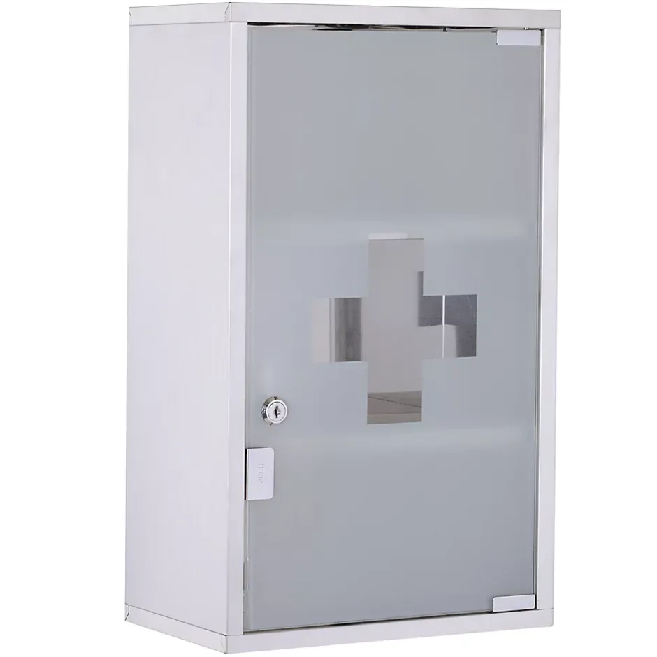 Homcom Armoire à pharmacie murale verrouillable 3 niv. acier inox* Armoire De Toilette