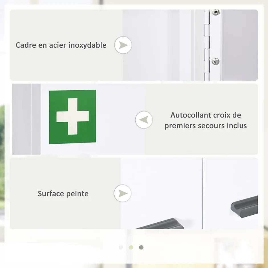 kleankin Armoire à pharmacie murale verrouillable 2 portes 6 étagères 6 compartiments dim. 55 x 18 x 60 cm acier blanc