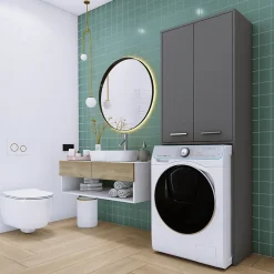 3xE Living Armoire au-dessus du lave-linge, gris, 31 x 64 x 180 cm* Armoire De Salle De Bains