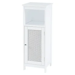 [En.Casa] Armoire basse de salle de bain Karlsoey avec 1 porte MDF PVC 80 x 30 x 28 cm blanc en.casa* Meuble De Salle De Bains Faible Profondeur