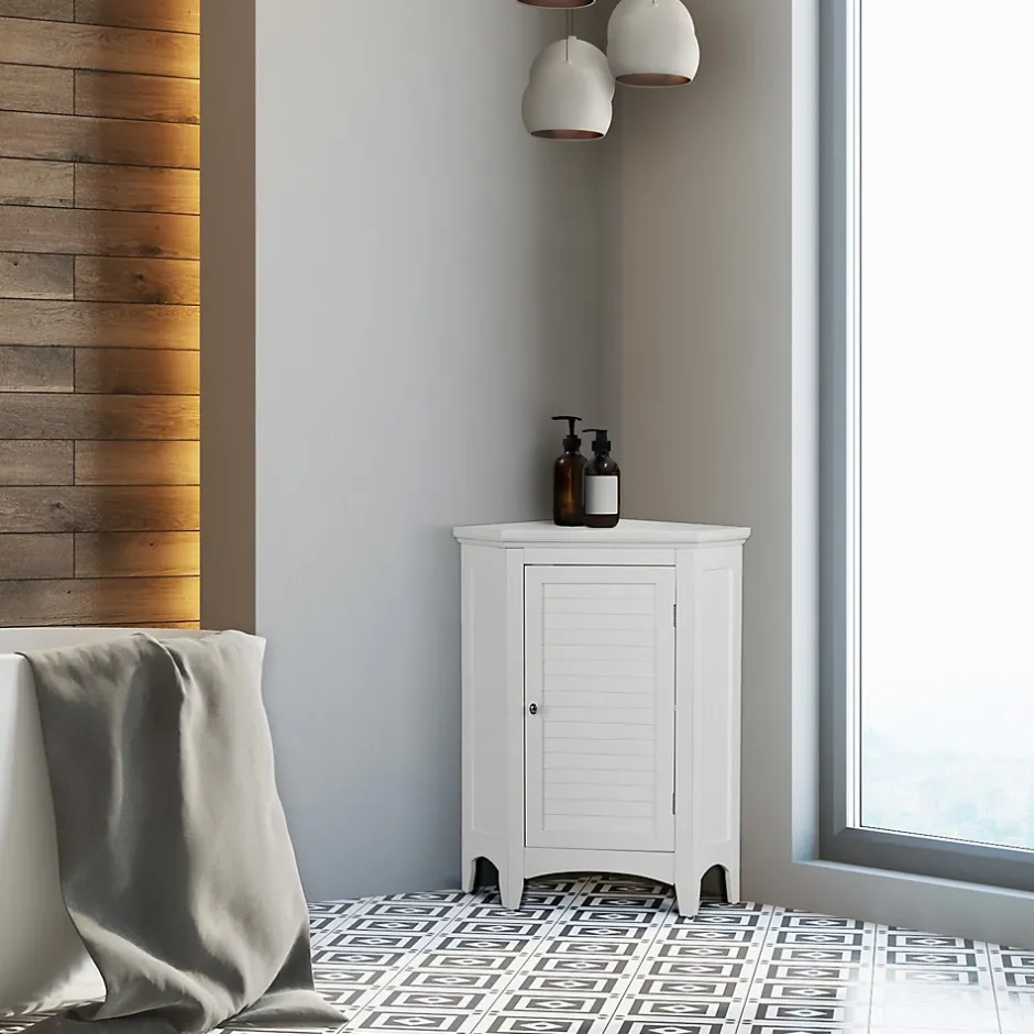 Teamson Home Armoire d angle en bois blanche* Armoire De Salle De Bains