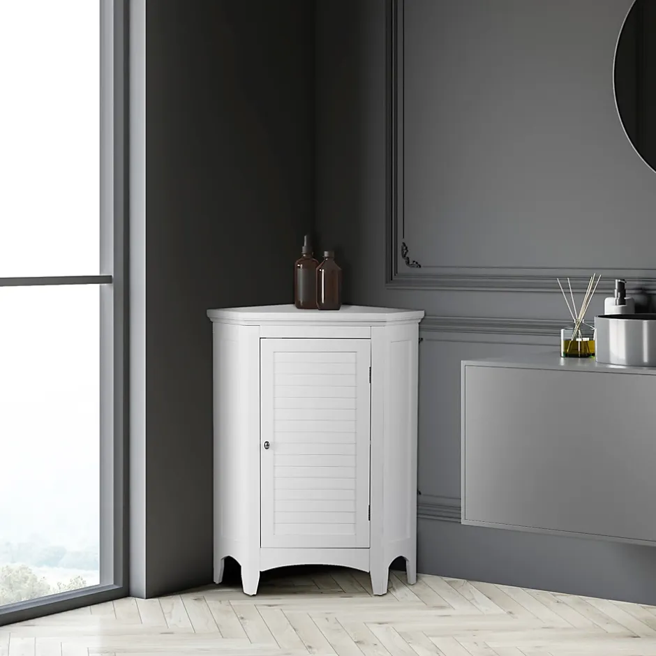 Teamson Home Armoire d angle en bois blanche* Armoire De Salle De Bains