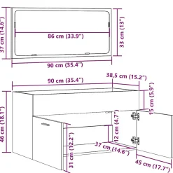 Vidaxl Armoire de bain avec miroir gris béton bois d'ingénierie* Meuble Wc