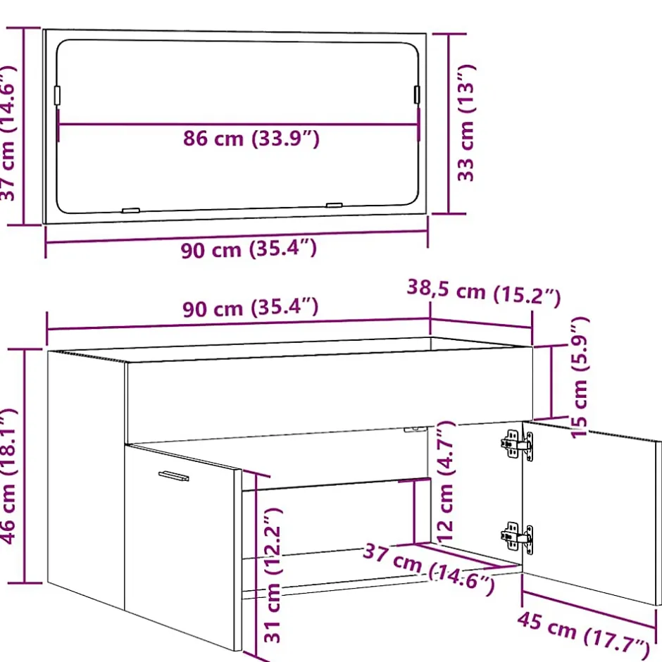 Vidaxl Armoire de bain avec miroir gris béton bois d'ingénierie* Meuble Wc