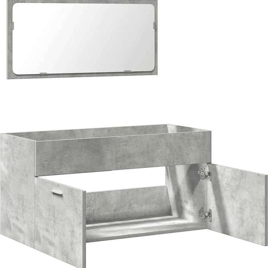 Vidaxl Armoire de bain avec miroir gris béton bois d'ingénierie* Meuble Wc