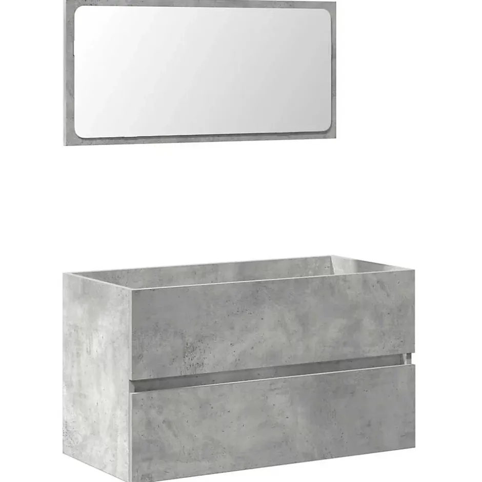 Vidaxl Armoire de bain avec miroir gris béton bois d'ingénierie