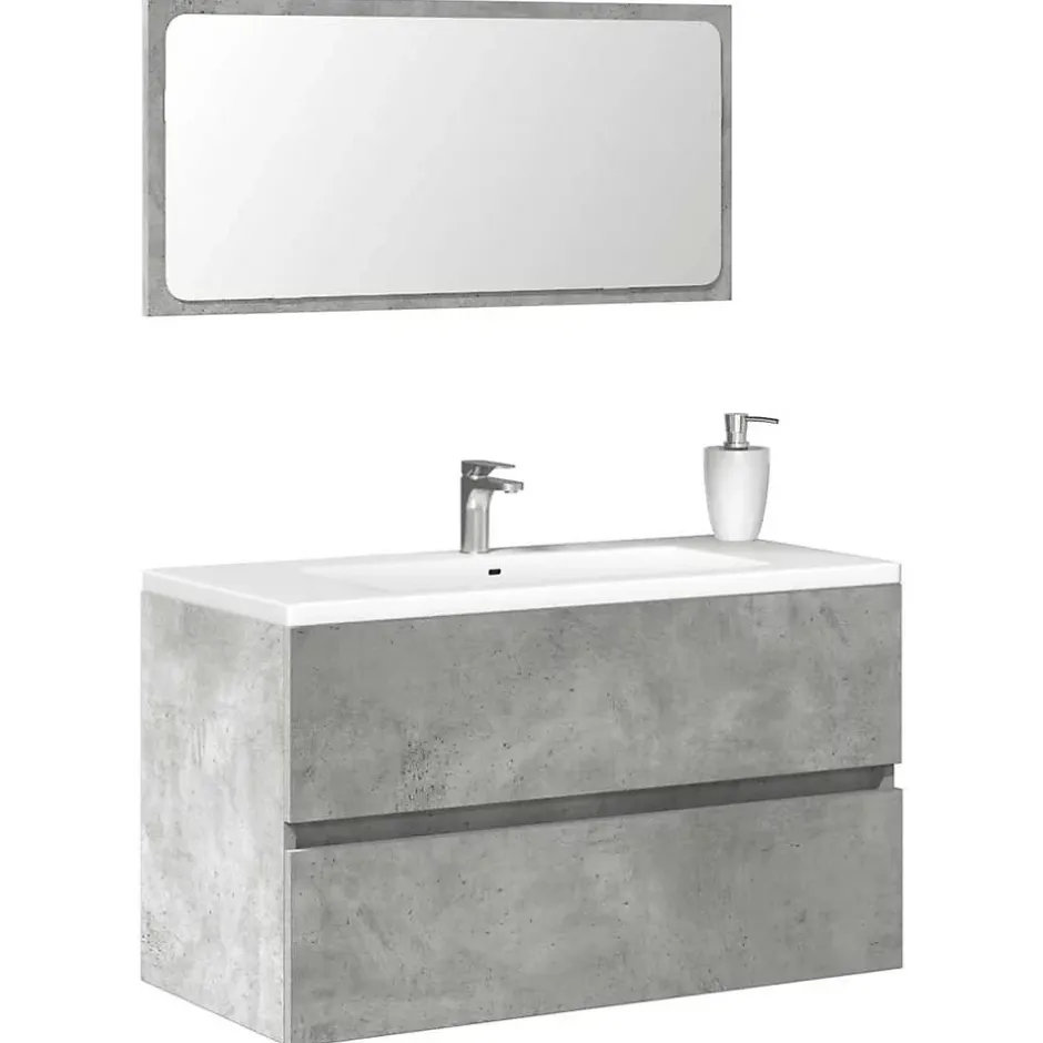 Vidaxl Armoire de bain avec miroir gris béton bois d'ingénierie