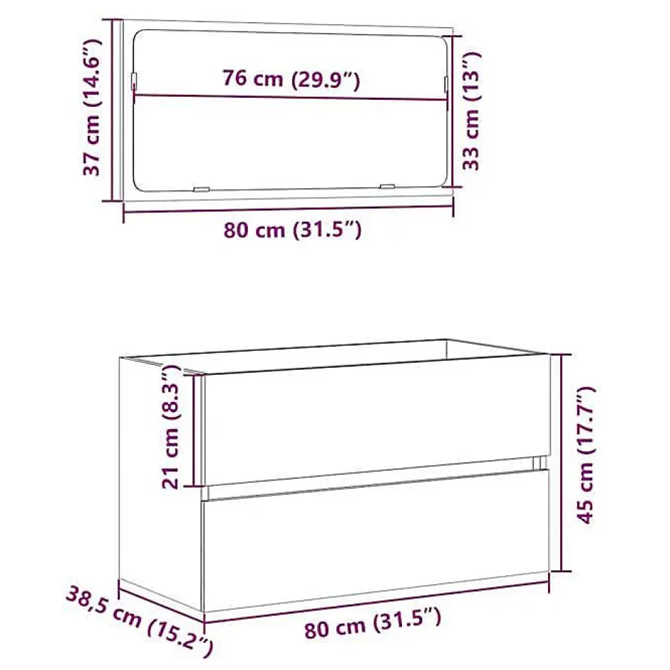 Vidaxl Armoire de bain avec miroir gris béton bois d'ingénierie