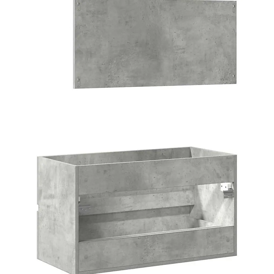 Vidaxl Armoire de bain avec miroir gris béton bois d'ingénierie