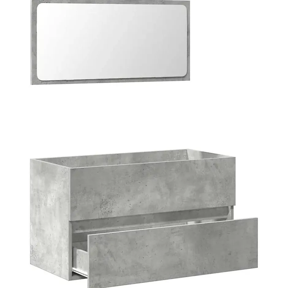 Vidaxl Armoire de bain avec miroir gris béton bois d'ingénierie