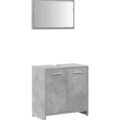 Vidaxl Armoire de bain avec miroir gris béton bois d'ingénierie* Meuble Wc