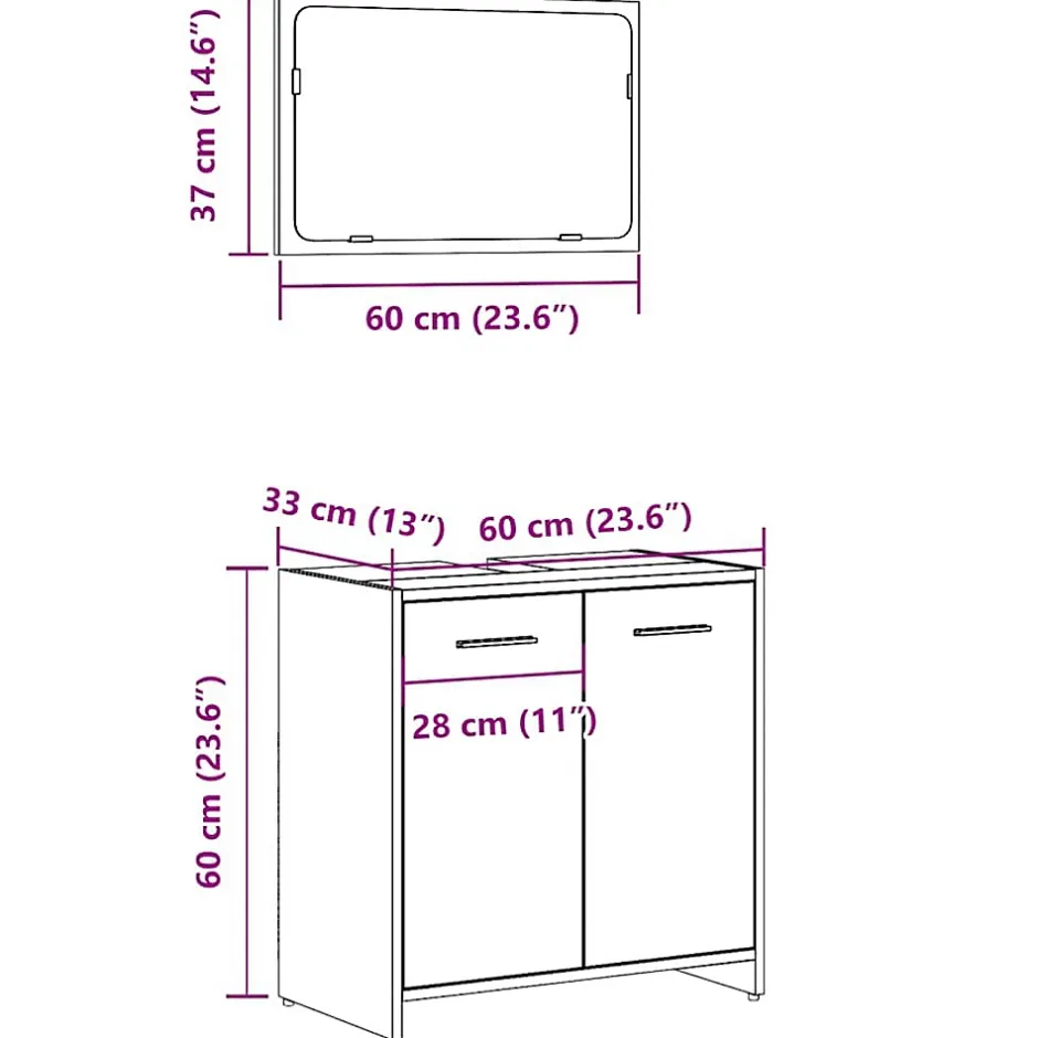 Vidaxl Armoire de bain avec miroir gris béton bois d'ingénierie* Meuble Wc