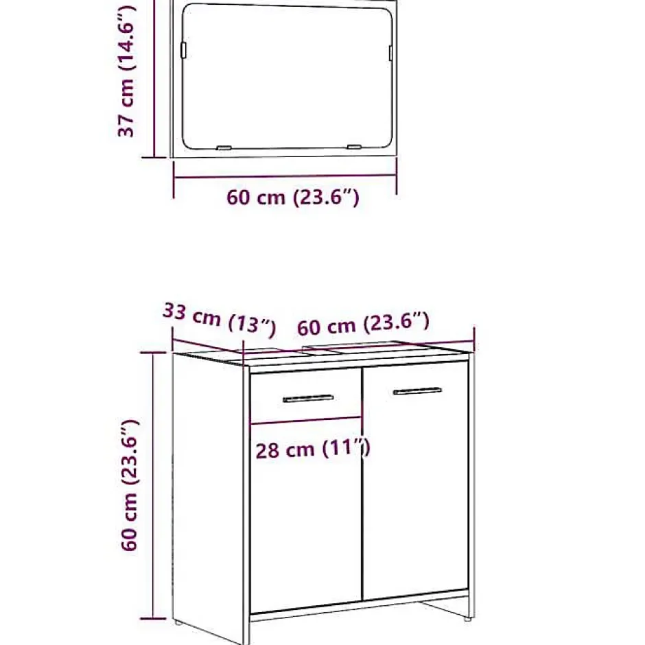 Vidaxl Armoire de bain avec miroir gris béton bois d'ingénierie* Meuble Wc