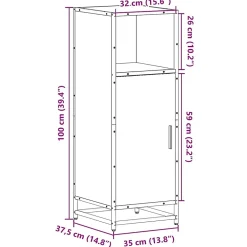 Vidaxl Armoire de bain chêne fumé 35x37,5x100cm bois d'ingénierie