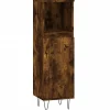 Vidaxl Armoire de bain chêne fumé 30x30x100 cm bois d'ingénierie* Meuble Wc