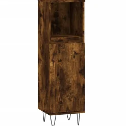 Vidaxl Armoire de bain chêne fumé 30x30x100 cm bois d'ingénierie* Meuble Wc