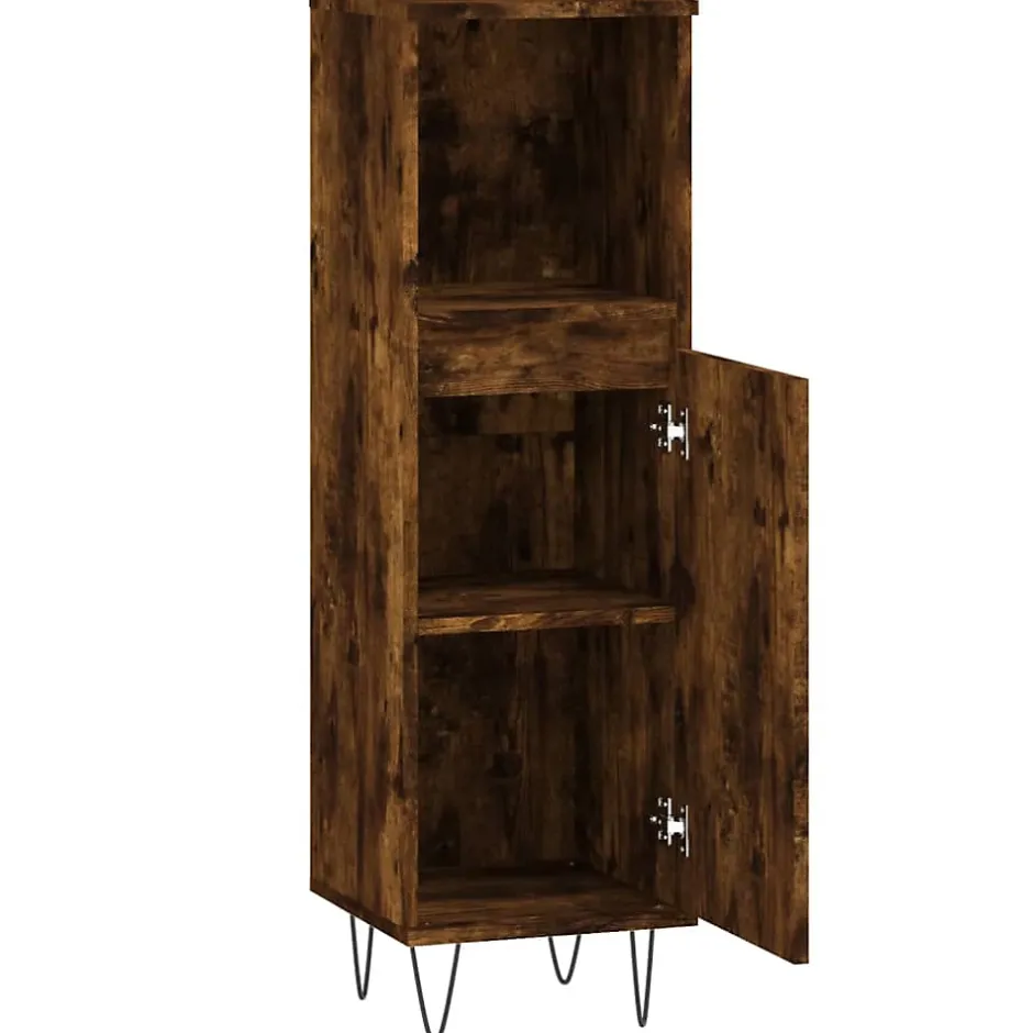 Vidaxl Armoire de bain chêne fumé 30x30x100 cm bois d'ingénierie* Meuble Wc