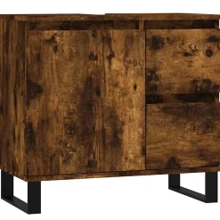 Vidaxl Armoire de bain chêne fumé 65x33x60 cm bois d'ingénierie* Meuble Wc