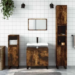 Vidaxl Armoire de bain chêne fumé 65x33x60 cm bois d'ingénierie* Meuble Wc