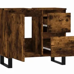 Vidaxl Armoire de bain chêne fumé 65x33x60 cm bois d'ingénierie* Meuble Wc