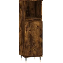 Vidaxl Armoire de bain chêne fumé 30x30x100 cm bois d'ingénierie* Meuble Wc