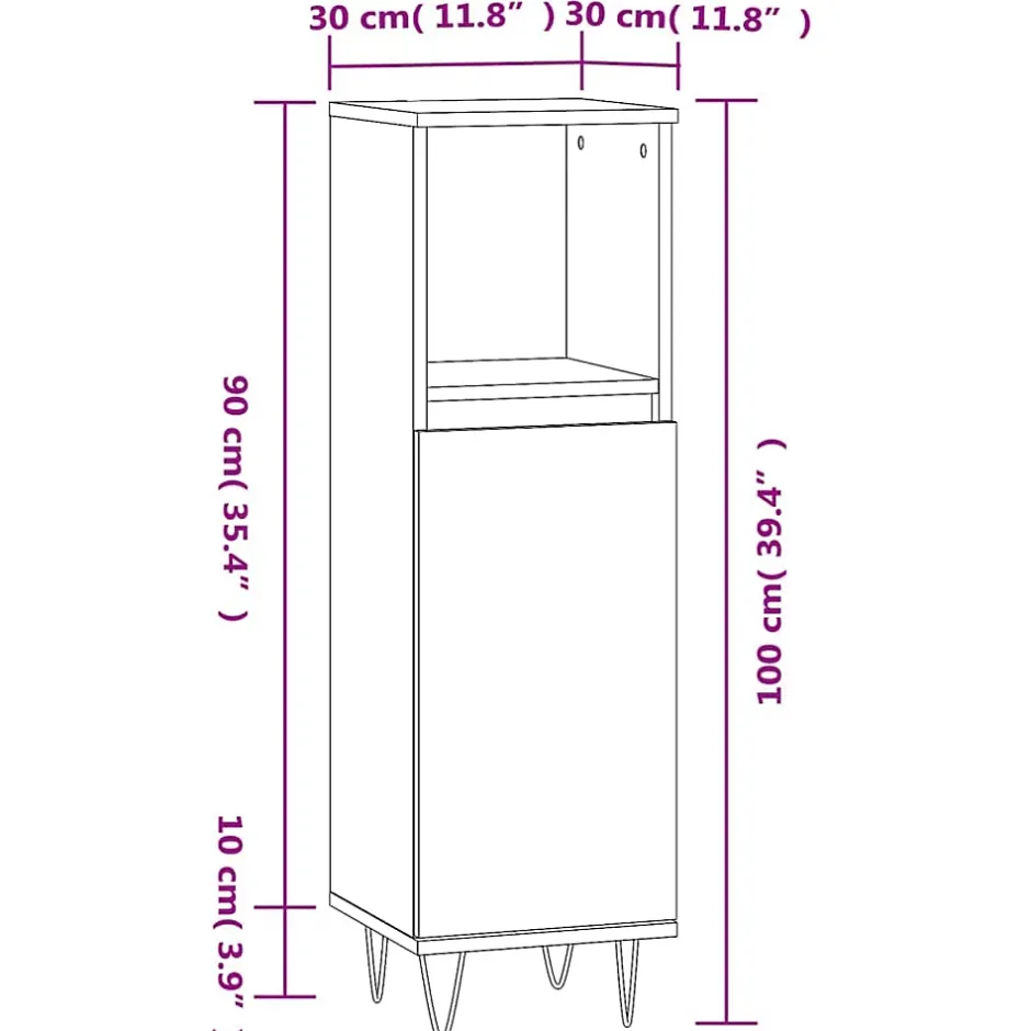 Vidaxl Armoire de bain chêne marron 30x30x100 cm bois d'ingénierie* Meuble Wc